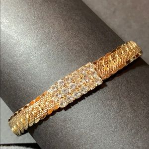 Ladies Herringbone & Rhinestone Bracelet 7 1/2"